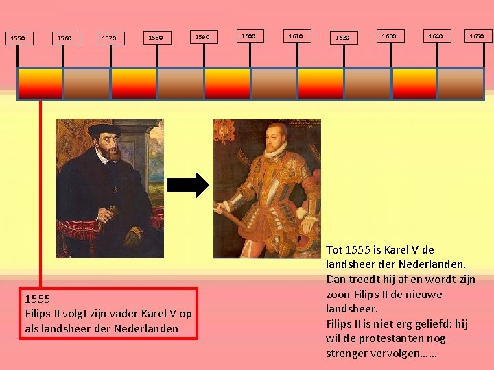 1550 1560 1570 1580 1555 Filips II volgt zijn vader Karel V op als
