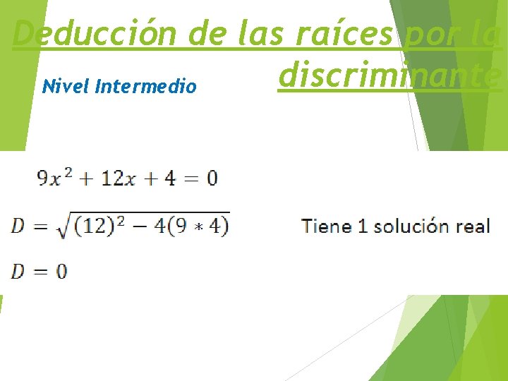 Deducción de las raíces por la discriminante Nivel Intermedio 