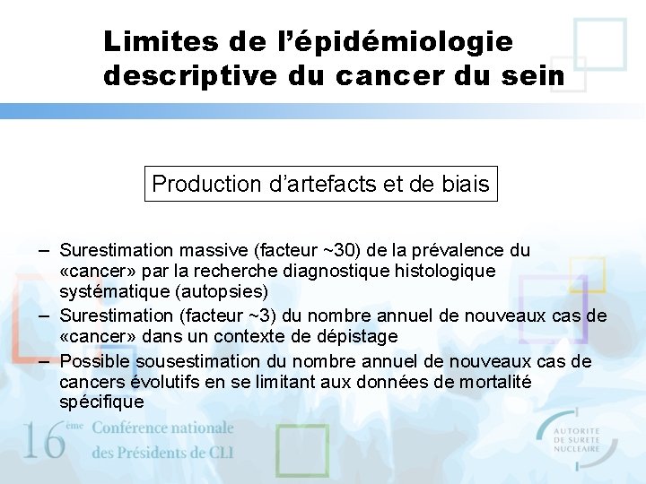 Limites de l’épidémiologie descriptive du cancer du sein Production d’artefacts et de biais –