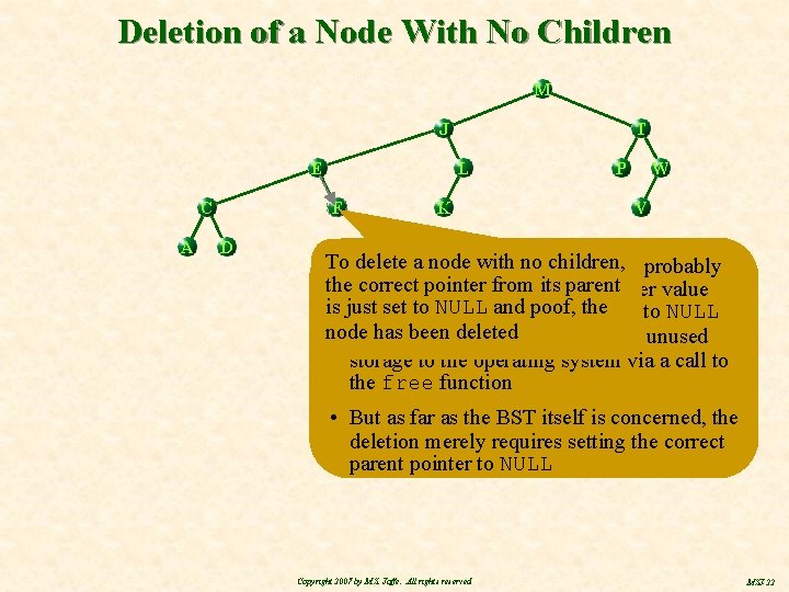 Deletion of a Node With No Children M J E C A L F