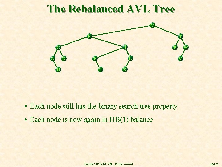 The Rebalanced AVL Tree M E T J C A D B P L