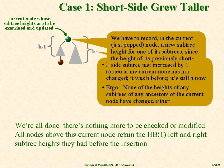 Case 1: Short-Side Grew Taller current node whose subtree heights are to be examined