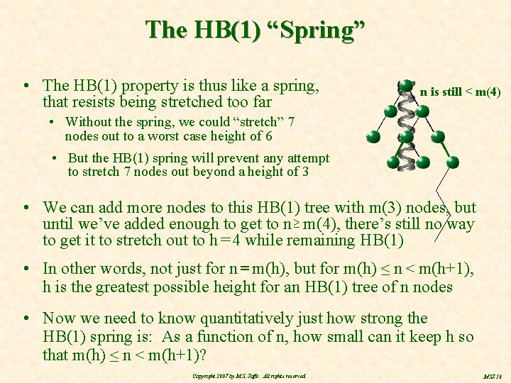 The HB(1) “Spring” • The HB(1) property is thus like a spring, that resists