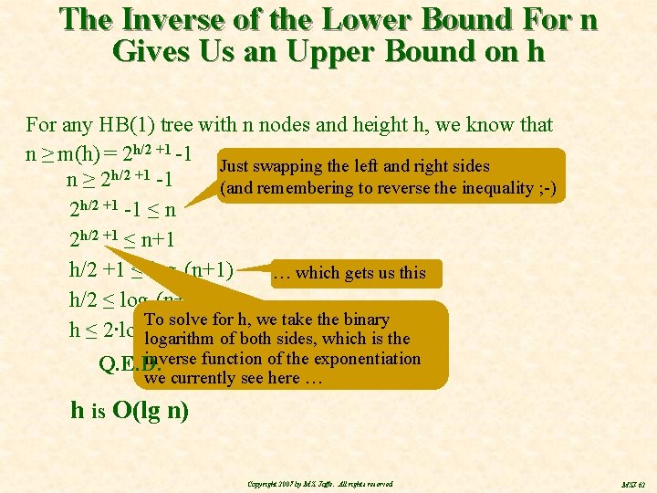 The Inverse of the Lower Bound For n Gives Us an Upper Bound on