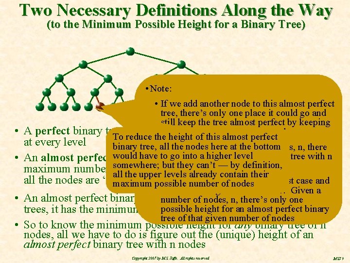 Two Necessary Definitions Along the Way (to the Minimum Possible Height for a Binary