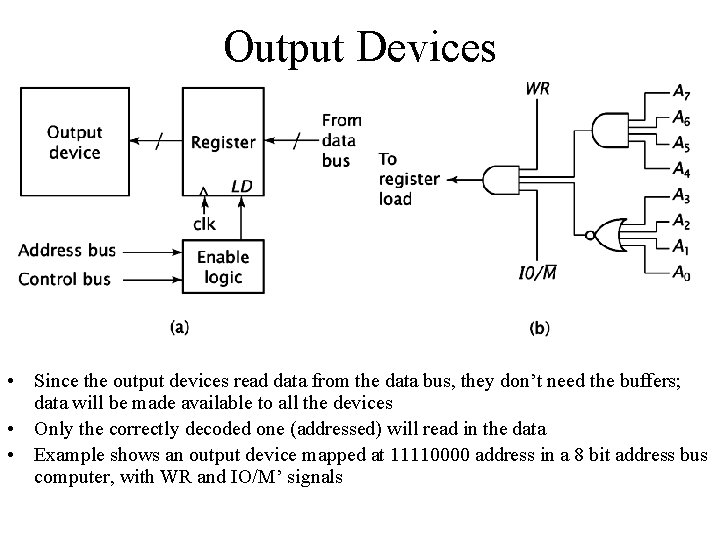 Output Devices • Since the output devices read data from the data bus, they