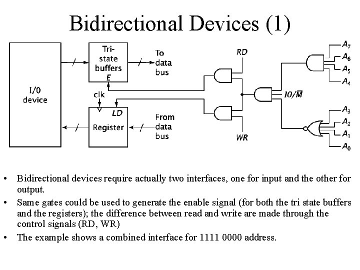 Bidirectional Devices (1) • Bidirectional devices require actually two interfaces, one for input and