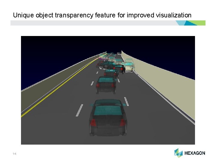 Unique object transparency feature for improved visualization 14 