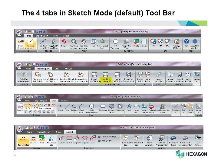 The 4 tabs in Sketch Mode (default) Tool Bar 19 Simple Sketch 