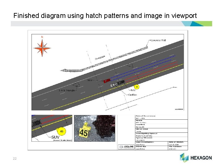 Finished diagram using hatch patterns and image in viewport 22 