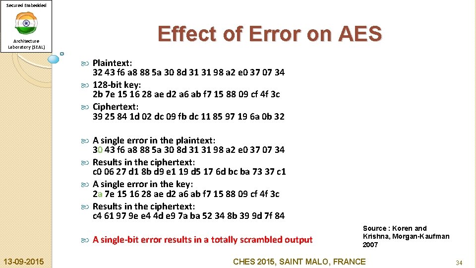 Secured Embedded Effect of Error on AES Architecture Laboratory (SEAL) Plaintext: 32 43 f