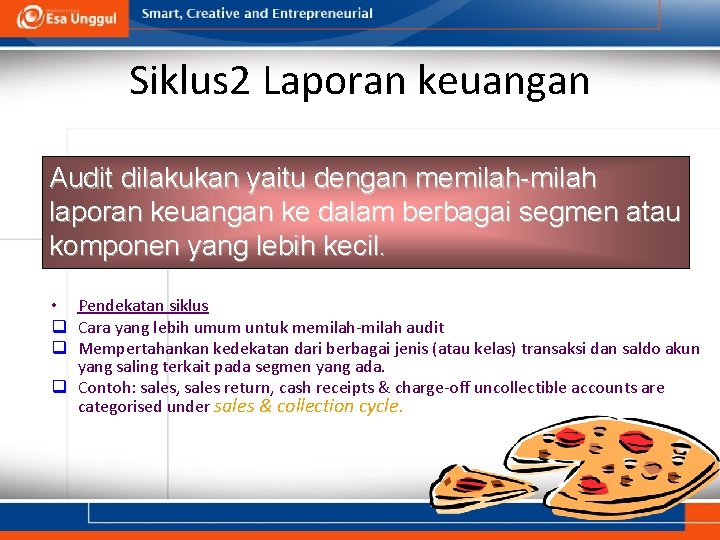 Siklus 2 Laporan keuangan Audit dilakukan yaitu dengan memilah-milah laporan keuangan ke dalam berbagai