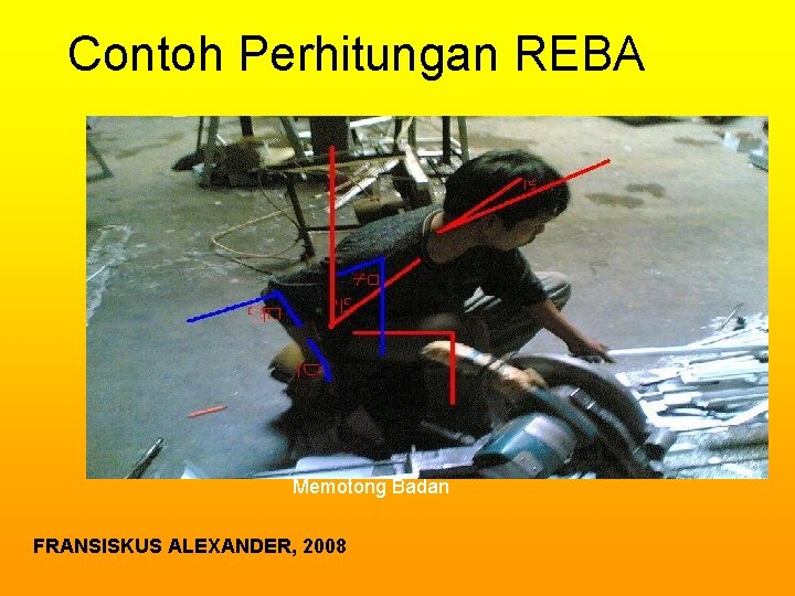 Contoh Perhitungan REBA Memotong Badan FRANSISKUS ALEXANDER, 2008 