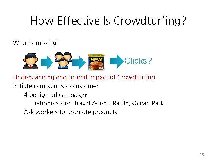 How Effective Is Crowdturfing? What is missing? Clicks? Understanding end-to-end impact of Crowdturfing Initiate