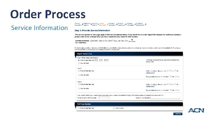 Order Process Service Information 23 Order Process Service Information 23