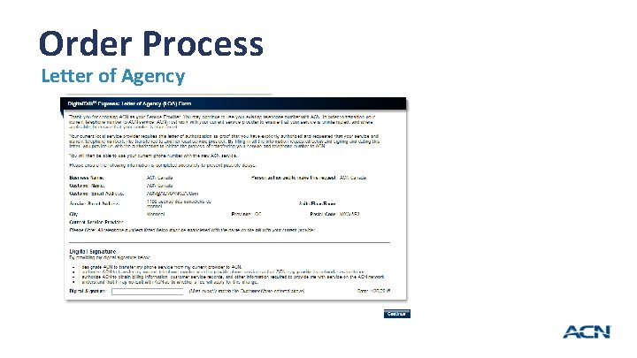 Order Process Letter of Agency 28 Order Process Letter of Agency 28
