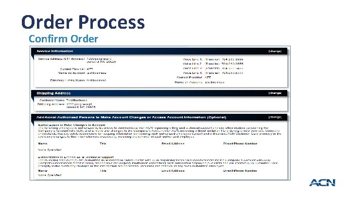 Order Process Confirm Order 31 