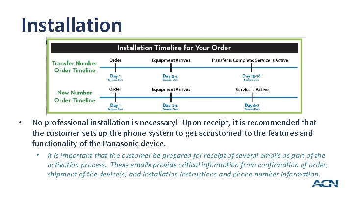 Installation • No professional installation is necessary! Upon receipt, it is recommended that the