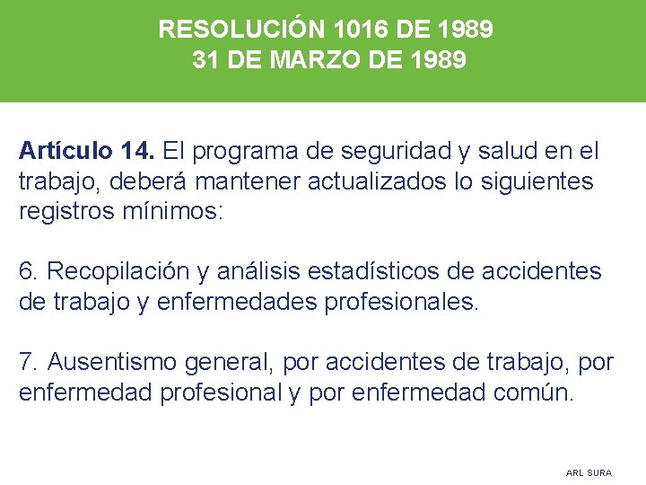 RESOLUCIÓN 1016 DE 1989 31 DE MARZO DE 1989 Artículo 14. El programa de