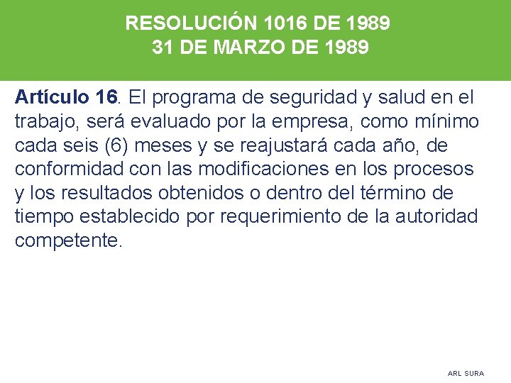 RESOLUCIÓN 1016 DE 1989 31 DE MARZO DE 1989 Artículo 16. El programa de