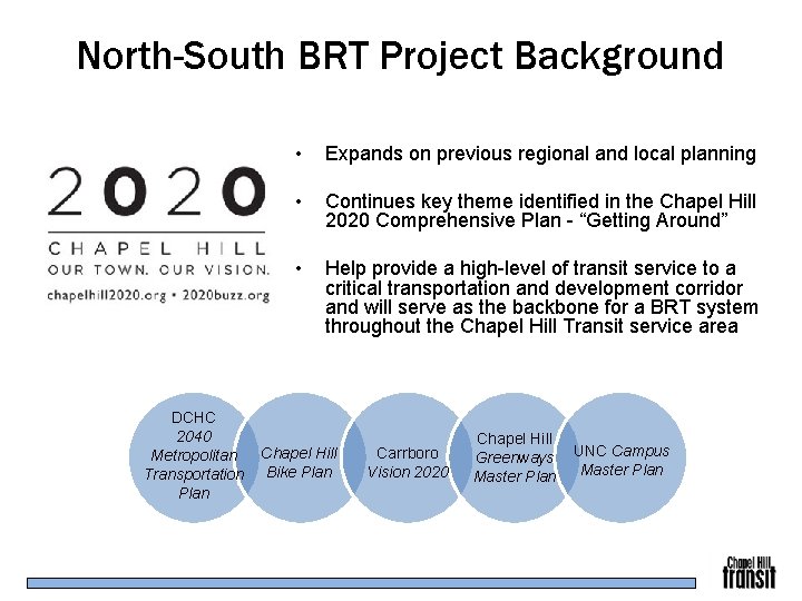 North-South BRT Project Background • • Expands on previous regional and local planning •
