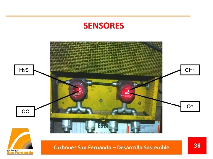 SENSORES H 2 S CH 4 O 2 CO Carbones San Fernando – Desarrollo