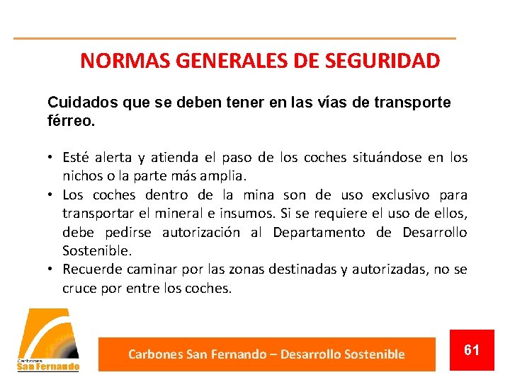 NORMAS GENERALES DE SEGURIDAD Cuidados que se deben tener en las vías de transporte