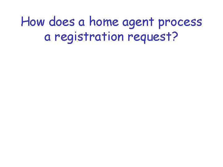 How does a home agent process a registration request? 