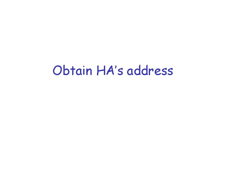 Obtain HA’s address 