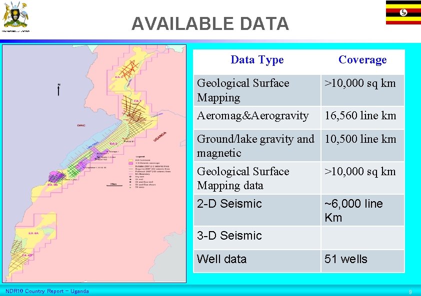 AVAILABLE DATA Data Type Coverage Geological Surface Mapping >10, 000 sq km Aeromag&Aerogravity 16,