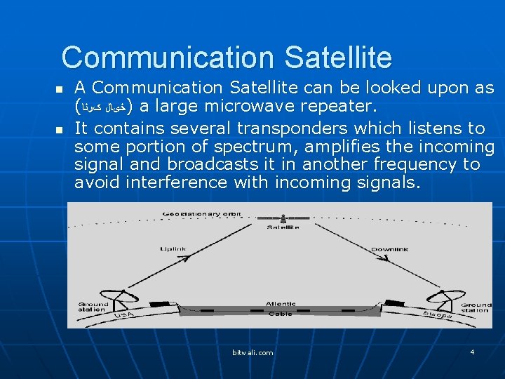 Communication Satellite n n A Communication Satellite can be looked upon as ( کﺮﻧﺎ