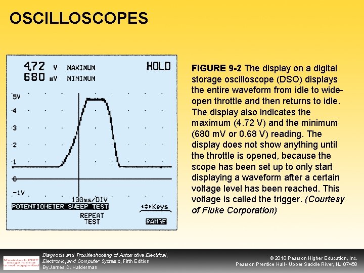 OSCILLOSCOPES FIGURE 9 -2 The display on a digital storage oscilloscope (DSO) displays the