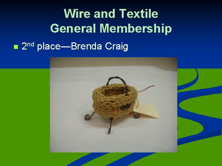 Wire and Textile General Membership n 2 nd place—Brenda Craig 