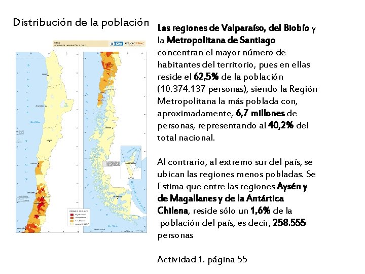 Distribución de la población Las regiones de Valparaíso, del Biobío y la Metropolitana de