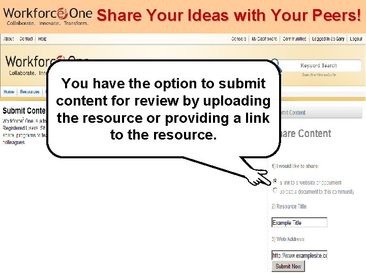 Share Your Ideas with Your Peers! You have the option to submit content for
