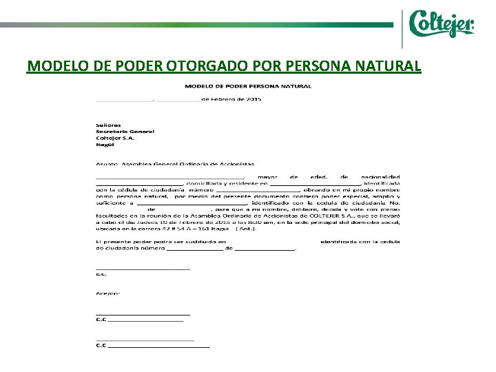 MODELO DE PODER OTORGADO POR PERSONA NATURAL 