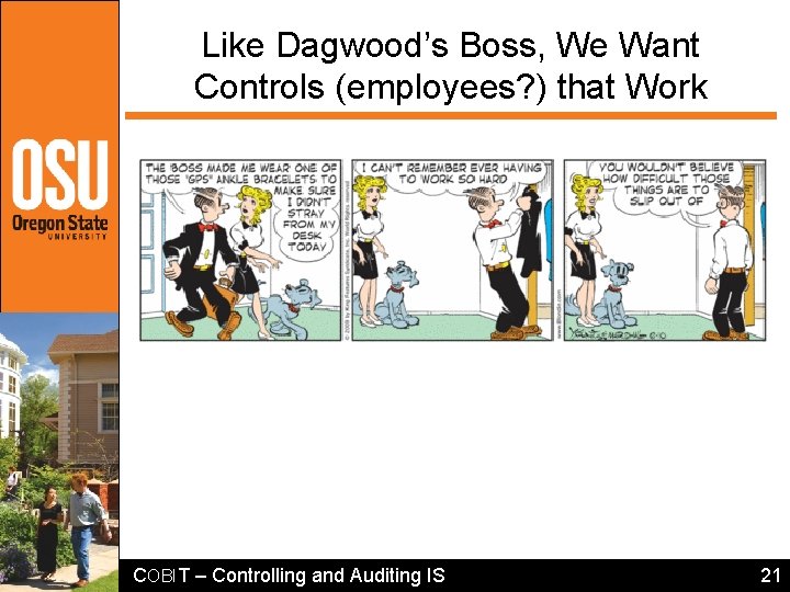 Like Dagwood’s Boss, We Want Controls (employees? ) that Work COBIT – Controlling and