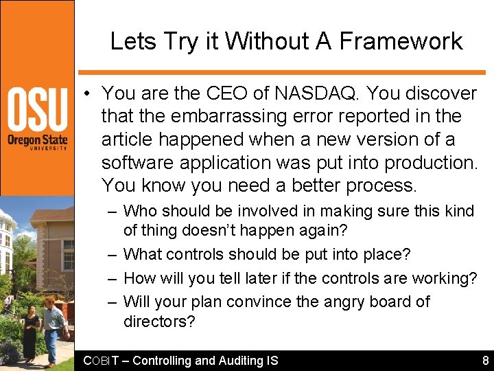 Lets Try it Without A Framework • You are the CEO of NASDAQ. You Lets Try it Without A Framework • You are the CEO of NASDAQ. You