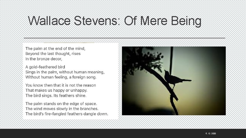 Wallace Stevens: Of Mere Being 5. 12. 2020 