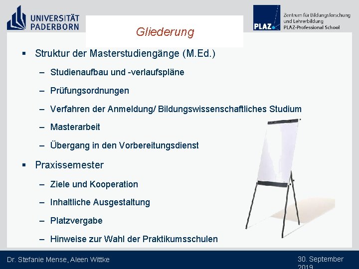 Gliederung § Struktur der Masterstudiengänge (M. Ed. ) – Studienaufbau und -verlaufspläne – Prüfungsordnungen