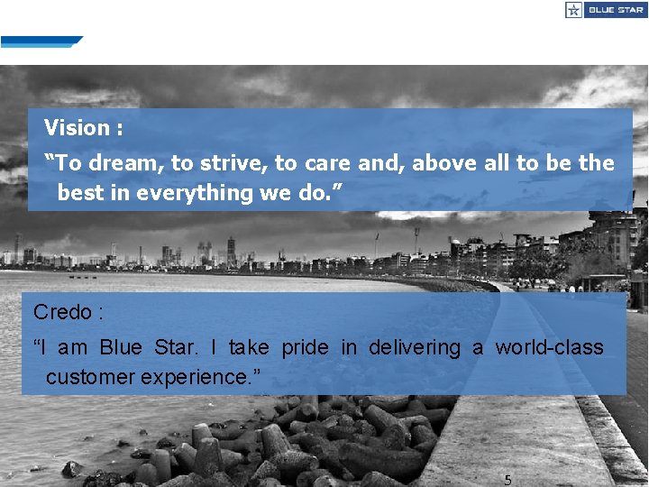 Blue Star – Vision & Credo Vision : “To dream, to strive, to care