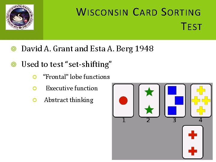 W ISCONSIN C ARD S ORTING T EST David A. Grant and Esta A.