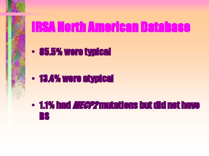 IRSA North American Database • 85. 5% were typical • 13. 4% were atypical IRSA North American Database • 85. 5% were typical • 13. 4% were atypical