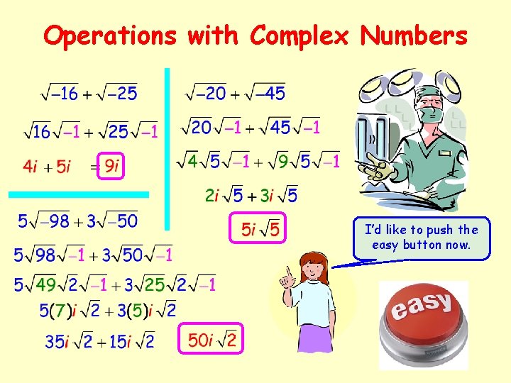 Operations with Complex Numbers I’d like to push the easy button now. 