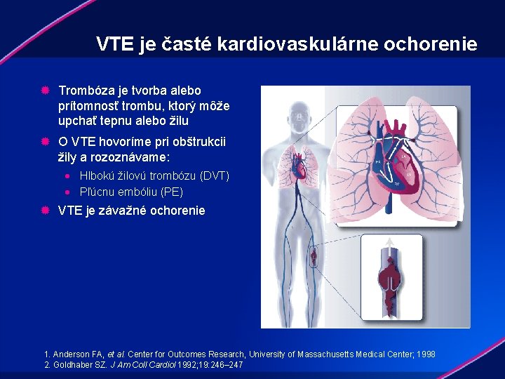 VTE je časté kardiovaskulárne ochorenie ® Trombóza je tvorba alebo prítomnosť trombu, ktorý môže