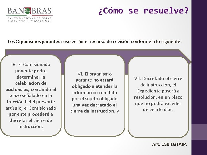 ¿Cómo se resuelve? Los Organismos garantes resolverán el recurso de revisión conforme a lo