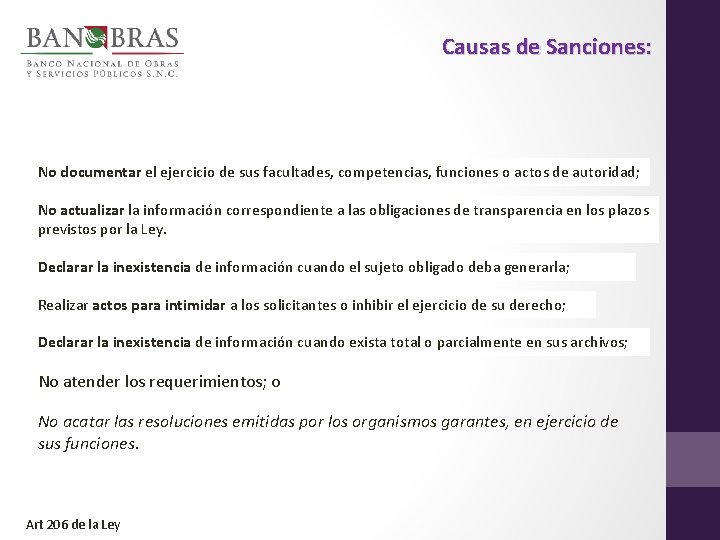 Causas de Sanciones: No documentar el ejercicio de sus facultades, competencias, funciones o actos