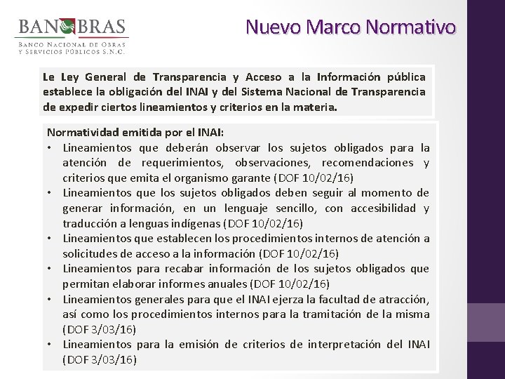 Nuevo Marco Normativo Le Ley General de Transparencia y Acceso a la Información pública