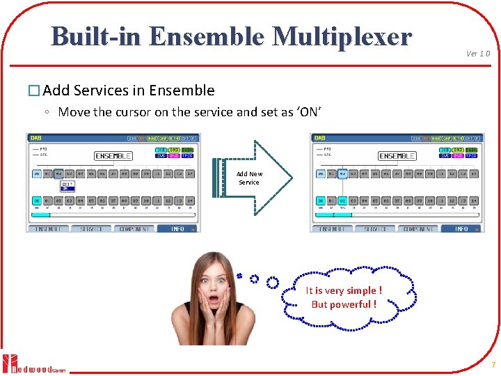 Built-in Ensemble Multiplexer Ver 1. 0 � Add Services in Ensemble ◦ Move the