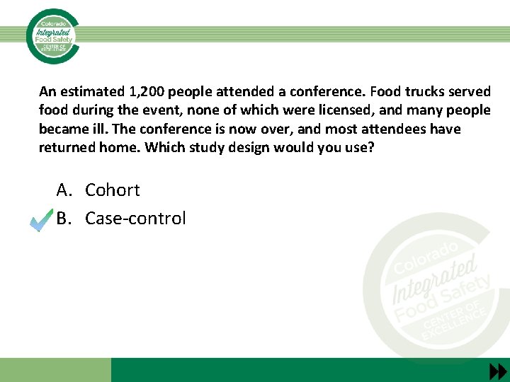 An estimated 1, 200 people attended a conference. Food trucks served food during the